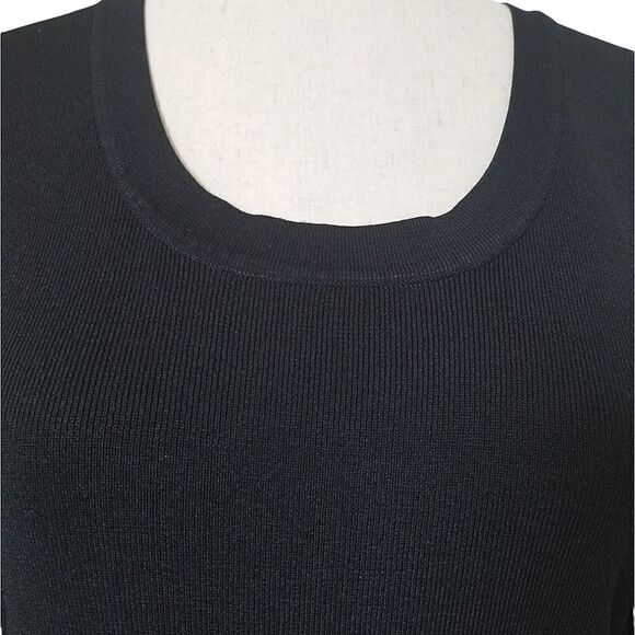 Joseph A. Black Ribbed Scoop Neck 3/4 Seeve Sweater Size M - Picture 4 of 6